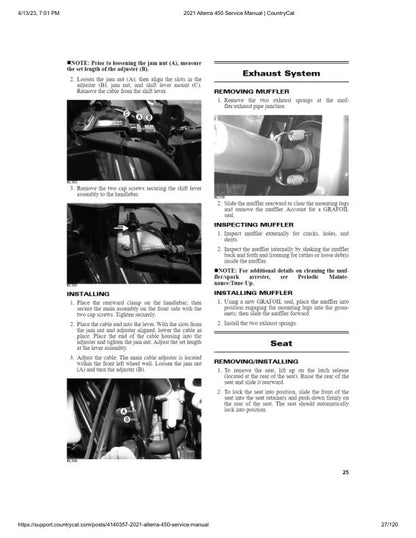 Arctic Cat Alterra 450 ATV Service Manual table of contents