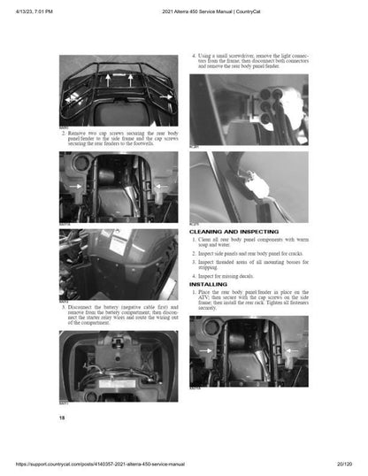 Arctic Cat Alterra 450 ATV Service Manual sample page from the repair manual