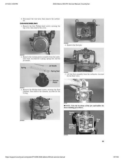 Arctic Cat Alterra 300 ATV Service Manual sample page from the repair manual
