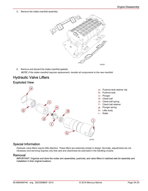 Mercury MerCruiser 6.2 Inboard Service Manual sample page showing repair procedures