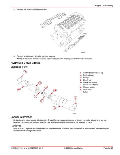Mercury MerCruiser 6.2 Inboard Service Manual sample page showing repair procedures