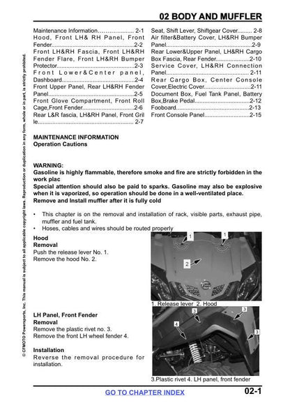 CFMOTO ZFORCE 800 Trail Service Manual sample page from service manual