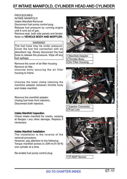 CFMOTO ZFORCE 800 Trail Service Manual sample page with technical illustrations