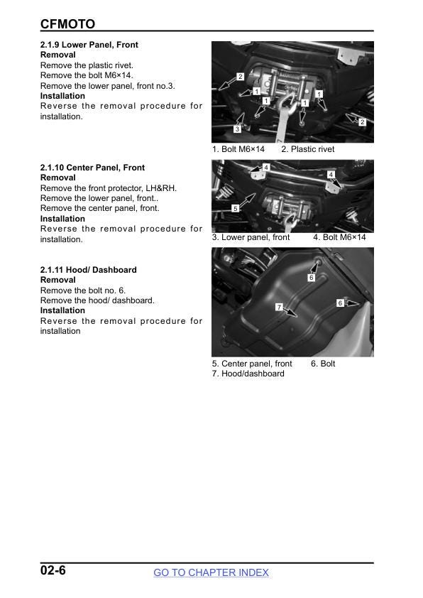CFMOTO ZFORCE 800 Service Manual sample page from service manual