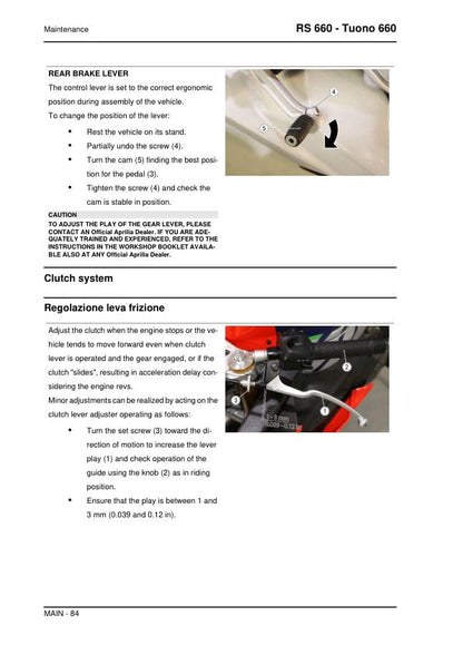 Aprilia RS 660 Tuono 660  Service Manual sample page from service manual