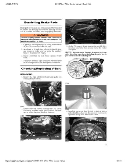 Textron Alterra 570 700 Arctic Cat ATV Service Manual table of contents