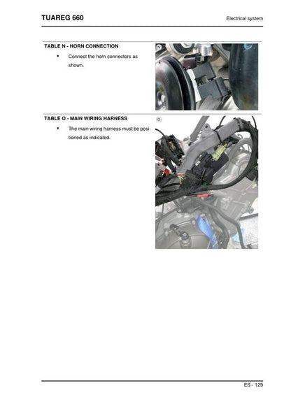 Aprilia Tuareg 660 Service Manual sample page with technical illustrations