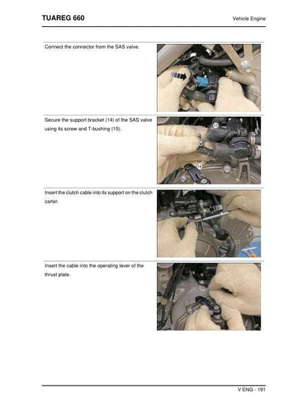 Aprilia Tuareg 660 Service Manual sample page with service data and tables