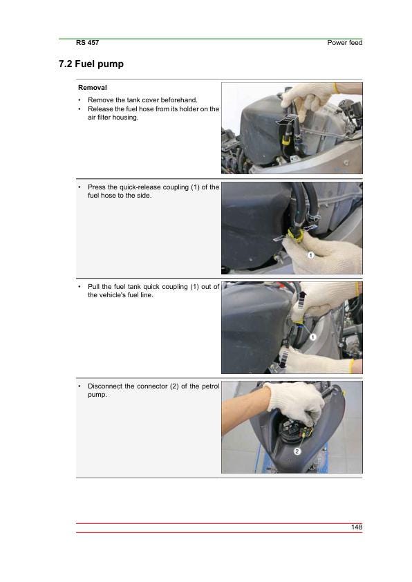 Aprilia RS 457 Service Manual sample page with diagrams and specifications