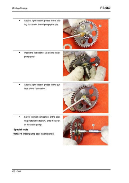 Aprilia RS 660 Service Manual sample page showing schematics and diagrams