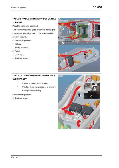 Aprilia RS 660 Service Manual sample page with diagrams and specifications