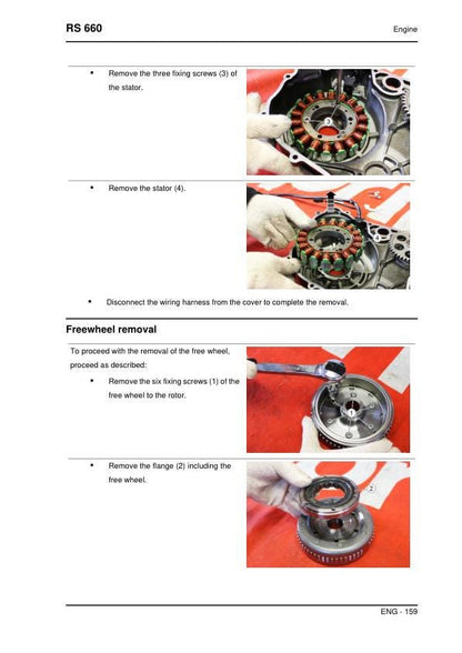 Aprilia RS 660 Service Manual sample page with technical illustrations