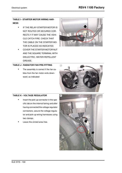 Aprilia RSV4 1100 Factory Service Manual sample page with technical illustrations