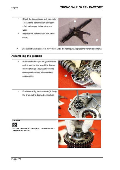 Aprilia Tuono V4 1100 RR - Factory Service Manual sample page from the repair manual