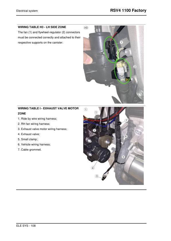 Aprilia RSV4 1100 Factory Service Manual sample page showing repair procedures