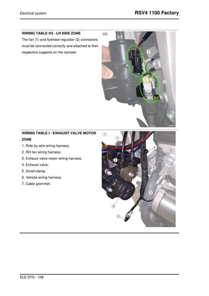 Aprilia RSV4 1100 Factory Service Manual sample page showing repair procedures