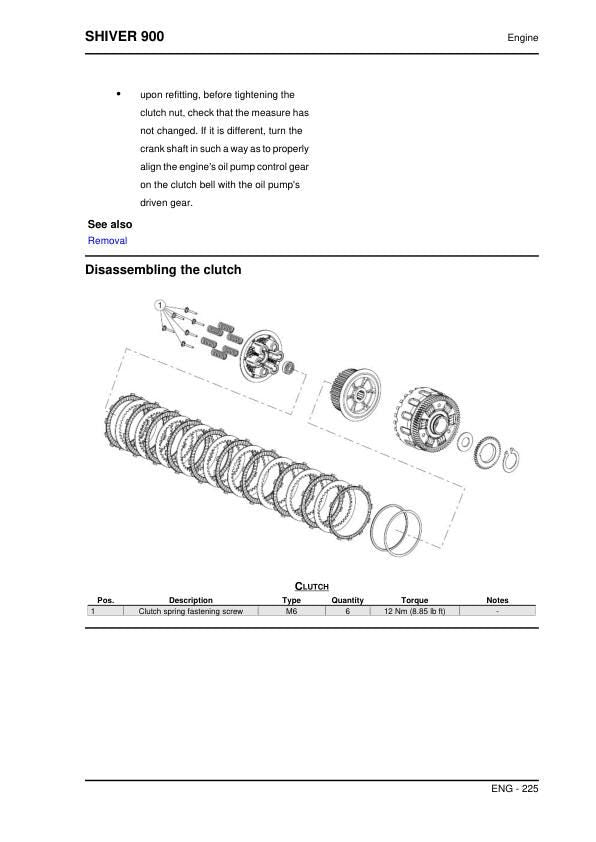 Aprilia Shiver 900 Service Manual sample page showing repair procedures