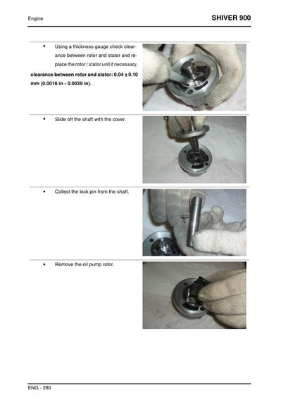Aprilia Shiver 900 Service Manual sample page with technical illustrations