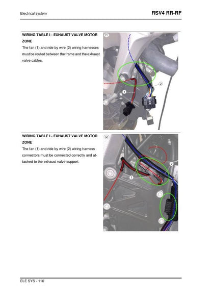 Aprilia RSV4 RR-RF Factory Service Manual sample page with diagrams and specifications