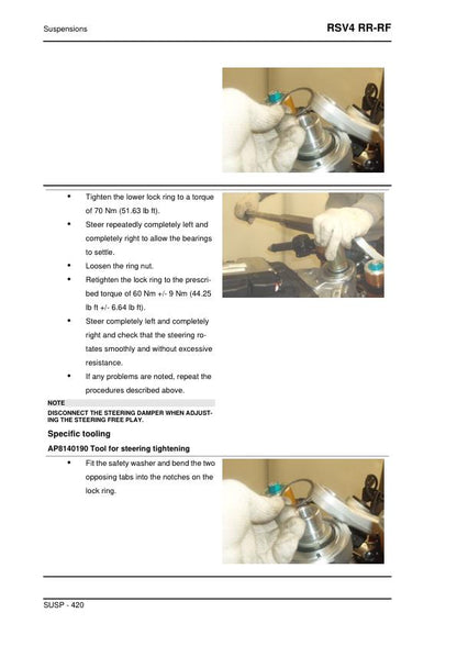 Aprilia RSV4 RR-RF Factory Service Manual sample page from the repair manual
