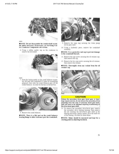 Arctic Cat VLX 700 ATV Service Manual sample page showing repair procedures