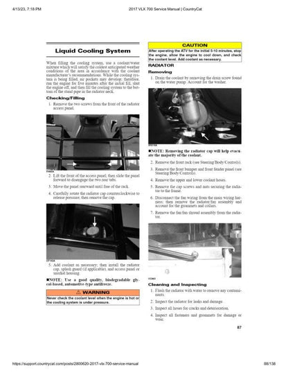 Arctic Cat VLX 700 ATV Service Manual sample page with technical illustrations