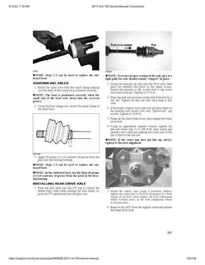 Arctic Cat VLX 700 ATV Service Manual sample page from the repair manual
