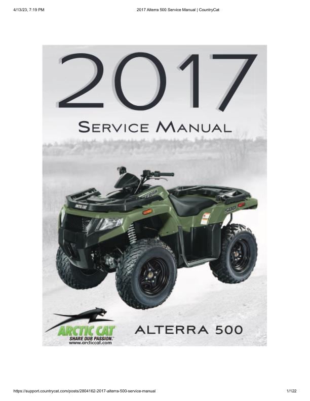 Arctic Cat 500 ATV Service Manual factory service manual title page
