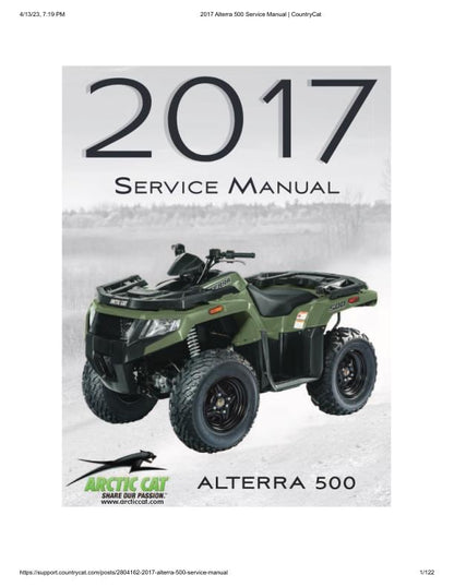 Arctic Cat 500 ATV Service Manual factory service manual title page