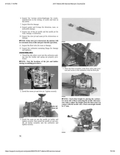 Arctic Cat Alterra 400 ATV Service Manual sample page with technical illustrations