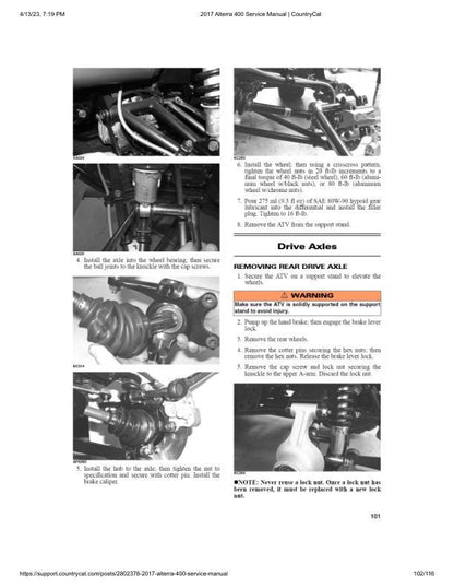 Arctic Cat Alterra 400 ATV Service Manual sample page from the repair manual