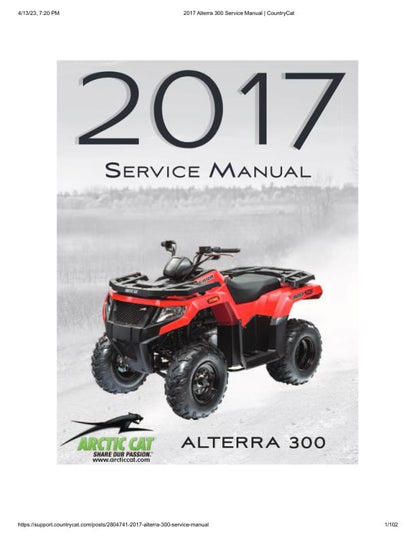 Arctic Cat Alterra 300 ATV Service Manual factory service manual title page