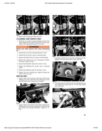 Arctic Cat Alterra 300 ATV Service Manual sample page with diagrams and specifications