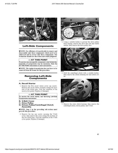 Arctic Cat Alterra 300 ATV Service Manual sample page showing repair procedures