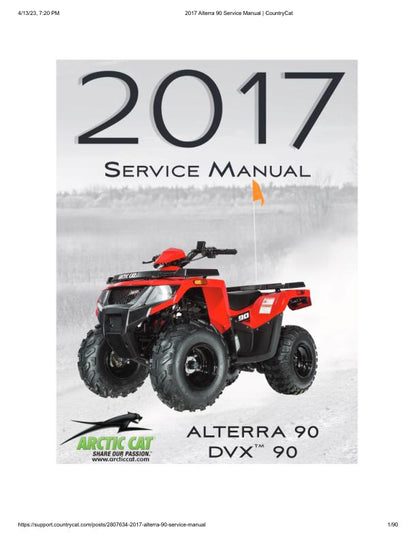 Arctic Cat Alterra 90 DVX 90 ATV Service Manual factory service manual title page