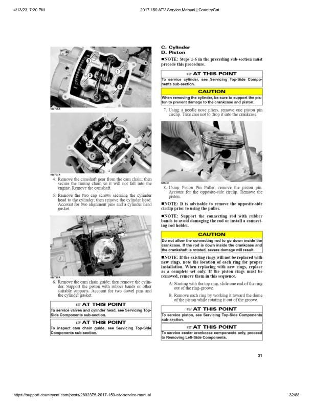 Arctic Cat 150 ATV Service Manual sample page showing repair procedures