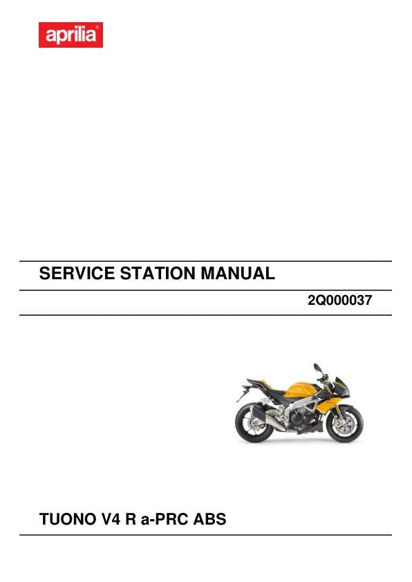 Aprilia Tuono V4 R a-PRC ABS Service Manual factory service manual title page