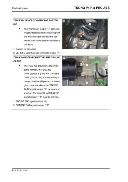 Aprilia Tuono V4 R a-PRC ABS Service Manual sample page showing repair procedures