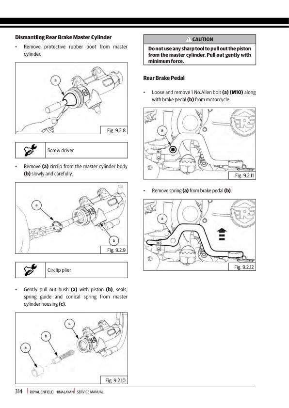 Royal Enfield Himalayan LS410 Motorcycle Service Manual sample page showing repair procedures