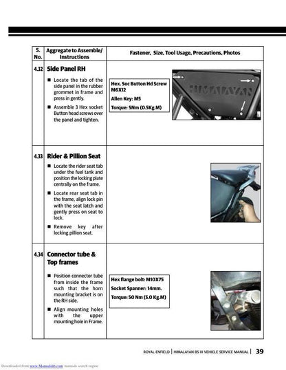 Royal Enfield Himalayan LS410 Carburetor Version Motorcycle Service Manual | 2016-2019 - sample page 3