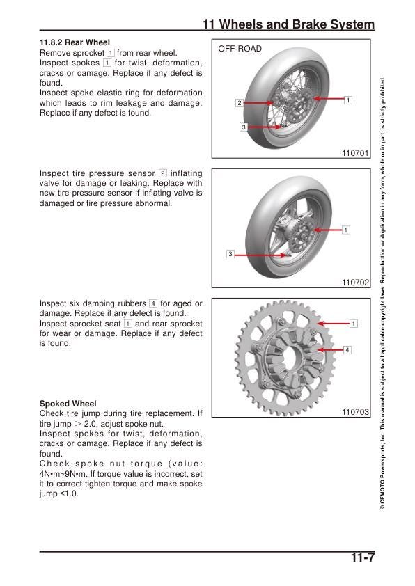 CFMOTO IBEX 800S 800T 800E Service Manual sample page showing repair procedures