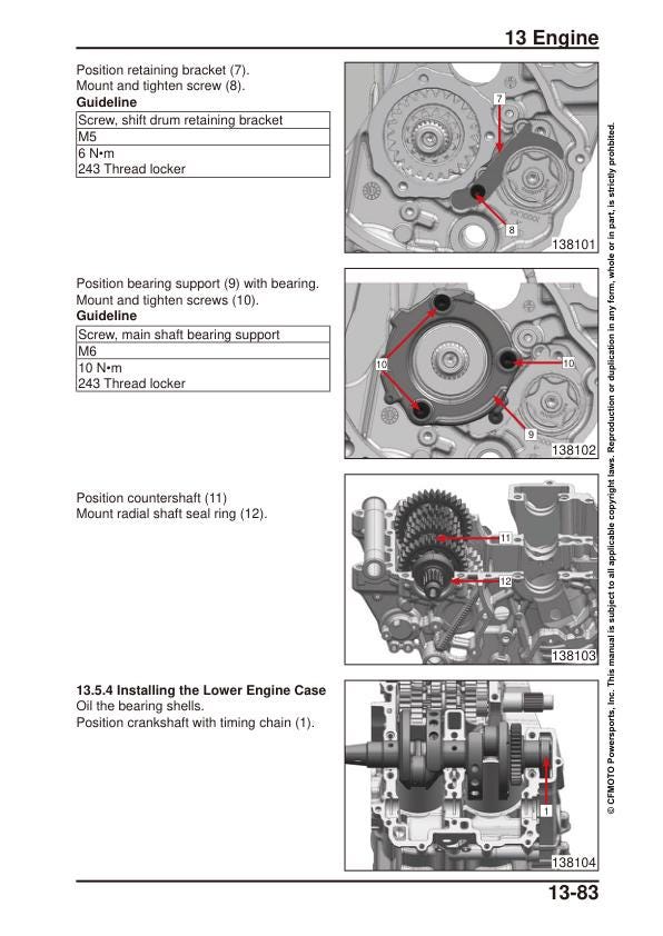CFMOTO IBEX 800S 800T 800E Service Manual sample page with service data and tables