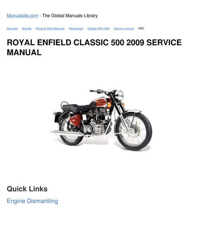 Royal Enfield Classic 500 350 Service Manual factory service manual title page