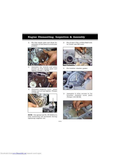 Royal Enfield Classic 500 350 Service Manual sample page showing repair procedures