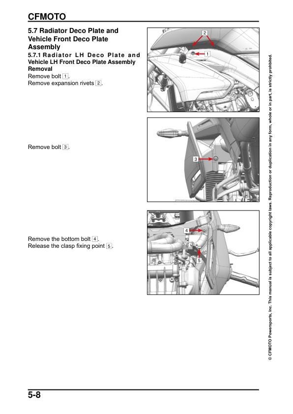 CFMOTO 800NK Service Manual sample page from service manual