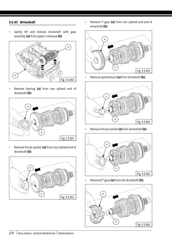 Royal Enfield Interceptor Bear 650 Service Manual sample page showing repair procedures