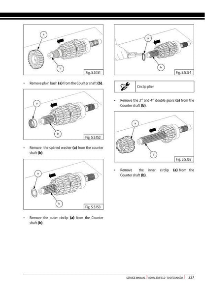 Royal Enfield Shotgun 650 Motorcycle Service Manual sample page showing repair procedures