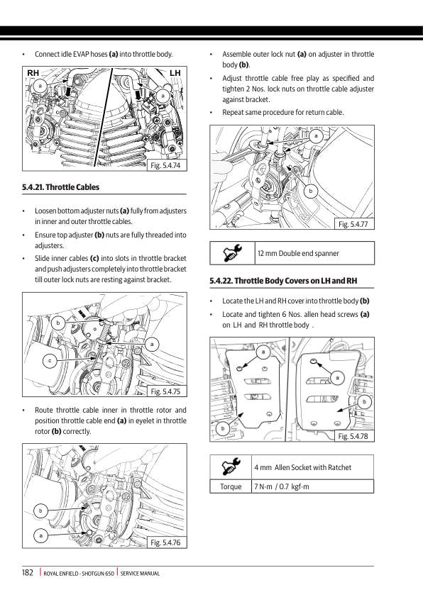 Royal Enfield Shotgun 650 Motorcycle Service Manual sample page with diagrams and specifications