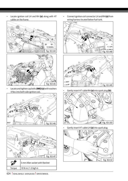 Royal Enfield Shotgun 650 Motorcycle Service Manual sample page showing schematics and diagrams