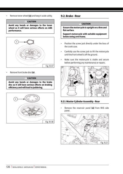 Royal Enfield Shotgun 650 Motorcycle Service Manual sample page with service data and tables